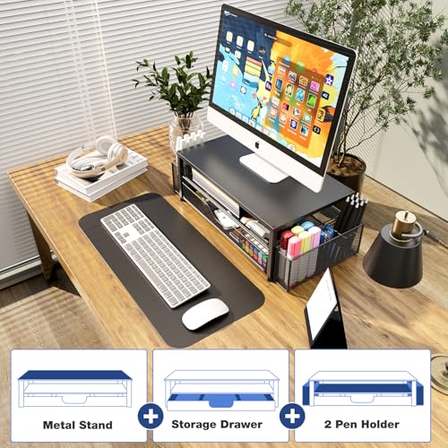 Modern OPNICE Desk Organizer and Accessories, 2-Tier Computer Monitor Stand Kit