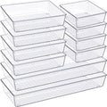 Modern Criusia Drawer Organizer, 10 Pack Large Clear Plastic