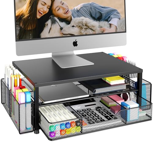 Modern OPNICE Desk Organizer and Accessories, 2-Tier Computer Monitor Stand Kit