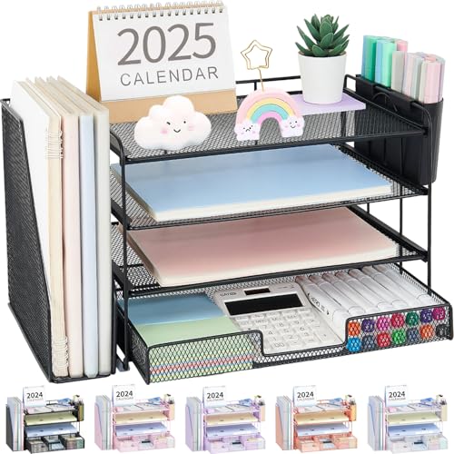 Classic OPNICE Desk Organizer, 4-Tier Desktop File Organizer with Drawer and Set